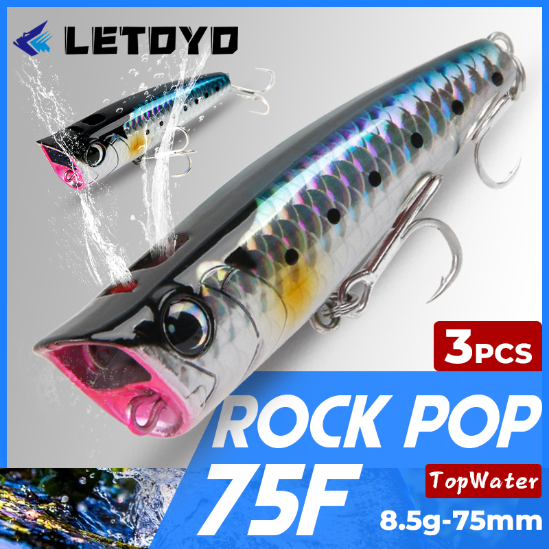 Fishing Lure Popper - LETOYO - Juego de 3 señuelos